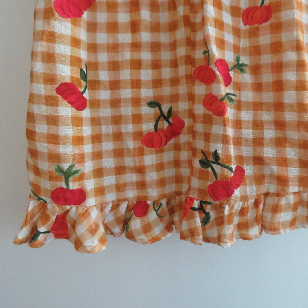 FARM Rio Orange Gingham Cherry Print Puff Sleeve Dress - Picture 14 of 16